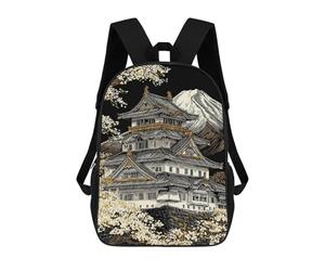 sinyumoney Japanese Castle with Mount Fuji Sac À Dos Enfant Tendance Et Amusant, Sac À Dos Pour Garçons Et Adolescents, Sac D'école Imprimé En 3D Pour Garçons 17inch