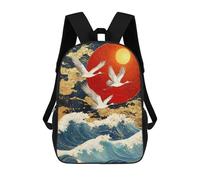 sinyumoney Japanese Crane Sunset Painting Sac À Dos Imprimé 3D Pour Enfants, Sac À Dos Léger Pour Écoliers Et Écoliers, Sac À Goûter Pour La Crèche 17inch