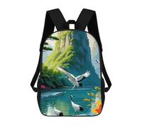sinyumoney Japanese Cranes in Mountain Landscape Sac À Dos, Cartable Imprimé En 3D, Sac À Goûter, Sac À Dos De Voyage, Sac À Dos Entre Amis, Sac À Dos Scolaire Pour Filles Et Garçons 17inch