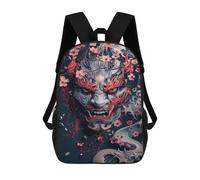 sinyumoney Japanese Demon Mask Art Print-2 Sac À Dos Imprimé En 3D, Sac D'école Décontracté Et Tendance Pour Enfants, Sac D'école Pour Garçons, Collégiens 17inch