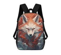 sinyumoney Japanese Fox Art Red Fire Sacs À Dos Pour Enfants, Sac À Dos Scolaire Imprimé En 3D Pour Enfants, Sac À Dos De Voyage, Sac À Livres Pour Enfants 17inch Sac D'école