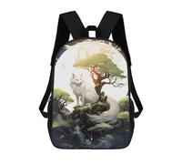 sinyumoney Japanese Fox Moonlight Sacs À Dos Pour Enfants, Sac À Dos Scolaire Imprimé En 3D Pour Enfants, Sac À Dos De Voyage, Sac À Livres Pour Enfants 17inch Sac D'école
