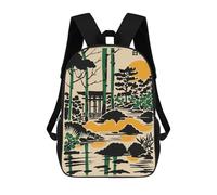 sinyumoney Japanese Garden Illustration with Torii Gate 17inch Sac À Dos Scolaire Imprimé En 3D Pour Enfants, Style Décontracté Et Tendance, Idéal Pour Les Voyages Et Les Études.
