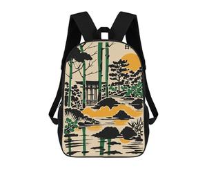 sinyumoney Japanese Garden Illustration with Torii Gate 17inch Sac À Dos Scolaire Imprimé En 3D Pour Enfants, Style Décontracté Et Tendance, Idéal Pour Les Voyages Et Les Études.