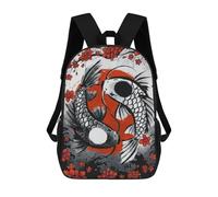 sinyumoney Japanese Koi Carp Ink Wash Sac À Dos Pour Enfants, Impression 3D, Sac D'école Pour Garçons Et Filles, Sac À Dos Tendance Et Décontracté Pour Écoliers 17inch