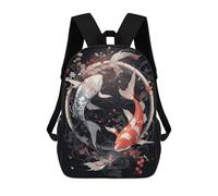 sinyumoney Japanese Koi Ying Yang Sac À Dos Imprimé En 3D, Sac D'école Décontracté Et Tendance Pour Enfants, Sac D'école Pour Garçons, Collégiens 17inch