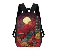 sinyumoney Japanese Landscape with Pagoda And Moon Sacs À Dos Pour Enfants, Cartables, Sacs À Dos Scolaires Imprimés En 3D, Sacs À Dos De Voyage Tendance Pour Enfants (primaire, Collège) 17inch