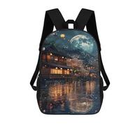 sinyumoney Japanese Lanterns Moon Night Sacs À Dos Pour Enfants, Sac À Dos Scolaire Imprimé En 3D Pour Enfants, Sac À Dos De Voyage, Sac À Livres Pour Enfants 17inch Sac D'école