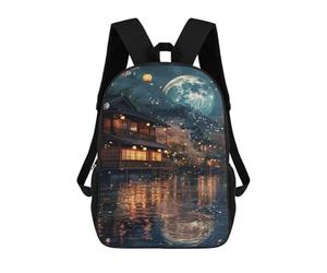 sinyumoney Japanese Lanterns Moon Night Sacs À Dos Pour Enfants, Sac À Dos Scolaire Imprimé En 3D Pour Enfants, Sac À Dos De Voyage, Sac À Livres Pour Enfants 17inch Sac D'école
