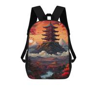 sinyumoney Japanese Pagoda Sunset Landscape-6 17inch Sacs À Dos Scolaires Imprimés En 3D - Sacs À Dos Tendance Pour Garçons Du Primaire Et Du Collège