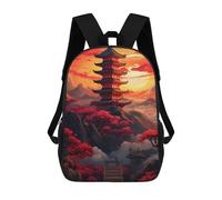 sinyumoney Japanese Pagoda Sunset Landscape-7 17inch Sacs À Dos Scolaires Imprimés En 3D - Sacs À Dos Tendance Pour Garçons Du Primaire Et Du Collège