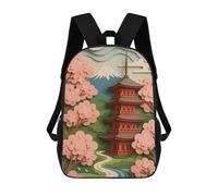 sinyumoney Japanese Pagoda with Cherry Blossoms Sac À Dos Scolaire Imprimé En 3D Pour Enfants, Sac À Dos Garçon/fille, Sac De Voyage Pour Enfants 17inch
