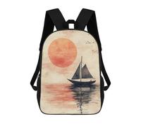sinyumoney Japanese Sailboat Sunset Sacs À Dos Pour Enfants, Cartables Imprimés En 3D, Sacs À Dos Pour Élèves Du Primaire Et Du Collège (garçons Et Filles) 17inch