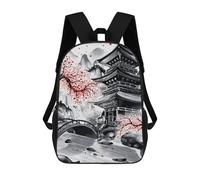 sinyumoney Japanese Temple Ink Wash Sac À Dos Imprimé En 3D Pour Enfants, Sac À Dos Scolaire, Sac À Dos De Voyage Pour Enfants, Sac À Livres Grande Capacité, Sac À Dos Pour Enfants 17inch