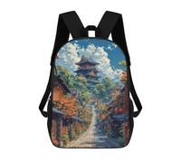 sinyumoney Japanese Temple Pagoda Sacs À Dos Tendance Imprimés En 3D 17inch Sac D'école Décontracté Pour Enfants, Garçons, Élèves Du Primaire Et Du Collège