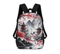 sinyumoney Japanese Temples Ink Wash Sac À Dos Scolaire Imprimé En 3D Pour Garçons Et Filles, Sac À Dos Pour Ordinateur Portable Pour Enfants/étudiants/adultes 17inch