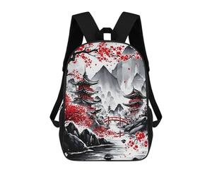 sinyumoney Japanese Temples Ink Wash Sac À Dos Scolaire Imprimé En 3D Pour Garçons Et Filles, Sac À Dos Pour Ordinateur Portable Pour Enfants/étudiants/adultes 17inch