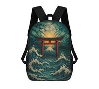 sinyumoney Japanese Torii Gate And Ocean Waves Sacs À Dos Pour Enfants, Sac D'école Imprimé En 3D, Cartable Pour Enfants, Sac De Voyage, Sac À Dos Garçon Fille, Sac D'école Pour Enfants 17inch