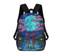 sinyumoney Japanese Torii Gate Stained Glass Sac À Dos Scolaire Imprimé En 3D, Sac À Dos Décontracté Pour Enfants, Sac D'école Imprimé En 3D Pour Garçons, Primaire Et Collège 17inch