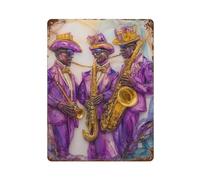 sinyumoney Jazz Band Musicians Painting Plaque Décorative En Aluminium Pour Pub, Club, Café, Bar Ou Maison - Affiche Rétro15.7"x11.8"