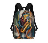 sinyumoney Jazz Toad - Sax & Swagger in Cubist Color Sacs À Dos Pour Enfants, Cartables Imprimés En 3D, Sacs À Dos Pour Élèves Du Primaire Et Du Collège, Garçons Et Filles 17inch