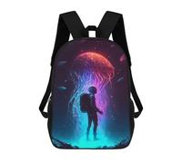 sinyumoney Jellyfish Astronaut Encounter Sac À Dos Scolaire Pour Adolescents, Imprimé En 3D, Ajustable, À Poches Tendance, Pour Enfants, Garçons, Filles, Étudiants Et Adolescents 17inch
