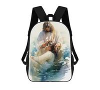 sinyumoney Jesus Baptises Woman Sac À Dos Scolaire Pour Enfants, Imprimé En 3D, Sac À Dos Tendance Pour Garçons, Élèves Du Primaire Et Du Collège 17inch