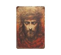 sinyumoney Jesus Christ Crown of Thorns Painting Décoration Murale Rétro En Métal Pour Cafés, Pubs, Clubs, Salons, Bars, Cuisines, Balcons11.8 x7.9