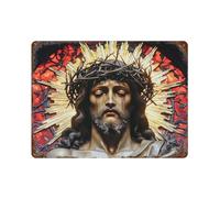 sinyumoney Jesus Christ Crown of Thorns Plaque En Métal Vintage Pour Bars, Piscines, Clubs, Clubs, Sealine11.8 x15.7