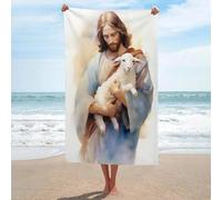 sinyumoney Jésus-Christ - Le Bon Berger Serviette de Bain légère, Douce et absorbante, idéale pour la Plage et la Maison, 130 cm x 80 cm