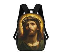 sinyumoney Jesus Christ with Crown of Thorns Sac À Dos Scolaire Pour Adolescents, Imprimé En 3D, Ajustable, À Poches Tendance, Pour Enfants, Garçons, Filles, Étudiants Et Adolescents 17inch