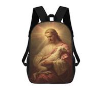 sinyumoney Jesus Christ with Lamb Sacs À Dos Pour Enfants, Sac À Dos Scolaire Imprimé En 3D Pour Enfants, Sac À Dos De Voyage, Sac À Livres Pour Enfants 17inch Sac D'école