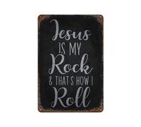 sinyumoney « Jésus est mon roc, c'est comme ça que je roule » - Plaques en métal - Décoration murale pour salle de bain, toilettes, couloir, espace pour animaux - 30 x 20 cm