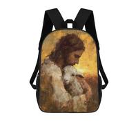 sinyumoney Jesus Holding Lamb Painting-1 17inch Sacs À Dos Scolaires Imprimés En 3D - Sacs À Dos Tendance Pour Garçons Du Primaire Et Du Collège