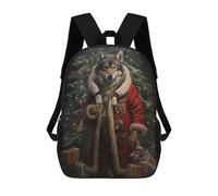 sinyumoney Jolly Wolf Christmas Sac À Dos Scolaire Pour Filles Et Garçons, Grande Capacité, Léger, Pour Enfants Et Étudiants 17inch