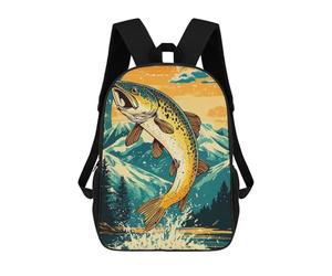 sinyumoney Jumping Trout Mountain Sunset Sacs À Dos Pour Enfants, Cartables, Sacs À Dos Scolaires Imprimés En 3D, Sacs À Dos De Voyage Tendance Pour Enfants (primaire, Collège) 17inch