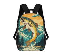 sinyumoney Jumping Trout Mountain Sunset Sacs À Dos Scolaires Pour Enfants, Sac D'école Imprimé En 3D Pour Garçons, Élèves Du Primaire Et Du Collège 17inch