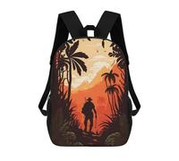 sinyumoney Jungle Explorer Silhouette Sac À Dos Scolaire Imprimé En 3D Pour Enfants, Sac À Dos Garçon/fille, Sac De Voyage Pour Enfants 17inch