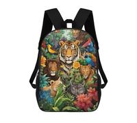 sinyumoney Jungle Majesty Big Cats in Bloom Sacs À Dos, Sac À Dos Enfant, Sac D'école, Sac À Dos De Voyage Imprimé En 3D, Accessoire De Mode, Sac À Dos Imperméable Pour Enfants 17inch