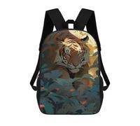 sinyumoney Jungle Tiger Portrait -3 Sac À Dos Scolaire Pour Enfants, Imprimé En 3D, Sac À Dos Tendance Pour Garçons, Élèves Du Primaire Et Du Collège 17inch