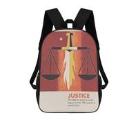 sinyumoney JUSTICE Sac À Dos Imprimé En 3D, Sac D'école Décontracté Et Tendance Pour Enfants, Sac D'école Pour Garçons, Collégiens 17inch