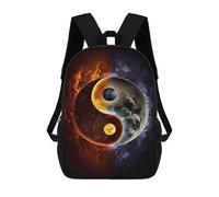 sinyumoney Kanagawas Silent Fury Sac à dos d'école pour filles et garçons Sac à dos grande capacité Sac à dos léger pour enfants étudiants, Soleil et Lune Yin et Yang, 17"