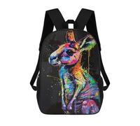 sinyumoney Kangaroo Popart Painting Sac À Dos Enfant Fille 3D, Sac D'école, Sac À Dos Pour Tout-petits, Sac À Dos Décontracté, Sac À Livres Tendance 17inch
