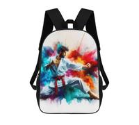 sinyumoney Karate Fighter in Color Burst Sac À Dos Scolaire Imprimé En 3D, Sac À Dos Décontracté Pour Enfants, Sac D'école Imprimé En 3D Pour Garçons, Primaire Et Collège 17inch