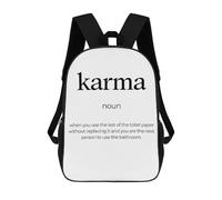 sinyumoney Karma Definition Sac À Dos Enfant Tendance Et Amusant, Sac À Dos Pour Garçons Et Adolescents, Sac D'école Imprimé En 3D Pour Garçons 17inch