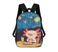 sinyumoney Kawaii Axoloti Eating Pizza Sac À Dos Scolaire Pour Enfants Imprimé En 3D, Idéal Pour Les Voyages Et Les Livres 17inch