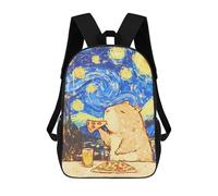 sinyumoney Kawaii Capybara Eating Pizza Sac À Dos Scolaire Pour Filles Et Garçons, Grande Capacité, Léger, Pour Enfants Et Étudiants 17inch