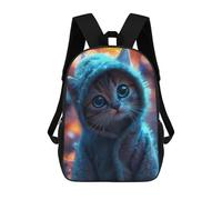 sinyumoney Kawaii Cat in Blue Onesie Sac À Dos Scolaire Pour Adolescents, Imprimé En 3D, Ajustable, À Poches Tendance, Pour Enfants, Garçons, Filles, Étudiants Et Adolescents 17inch