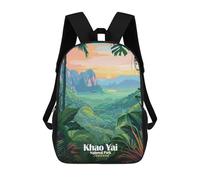sinyumoney Khao Yai National Park Thailand Illustration Sacs À Dos Pour Enfants, Cartables Imprimés En 3D, Sacs À Dos Pour Élèves Du Primaire Et Du Collège (garçons Et Filles) 17inch