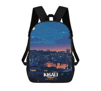 sinyumoney Kigali Rwanda Cityscape at Night Sac À Dos Scolaire Pour Adolescents, Imprimé En 3D, Ajustable, À Poches Tendance, Pour Enfants, Garçons, Filles, Étudiants Et Adolescents 17inch